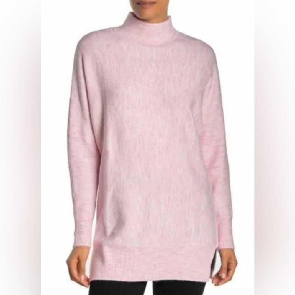 Magaschoni Dolman Sweater Top Mock Neck Pullover Heather Pink Size‎ L NWT